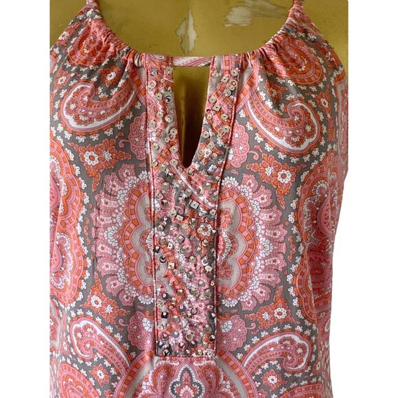 INC Womens Size Small Sleeveless Damask Boho Tribal Sequined Keyhole Neck Dress - Picture 8 of 9